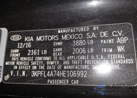 2017 Kia Forte Lx/S z USA, uszkodzony, nr VIN 3KPFL4A74HE106992